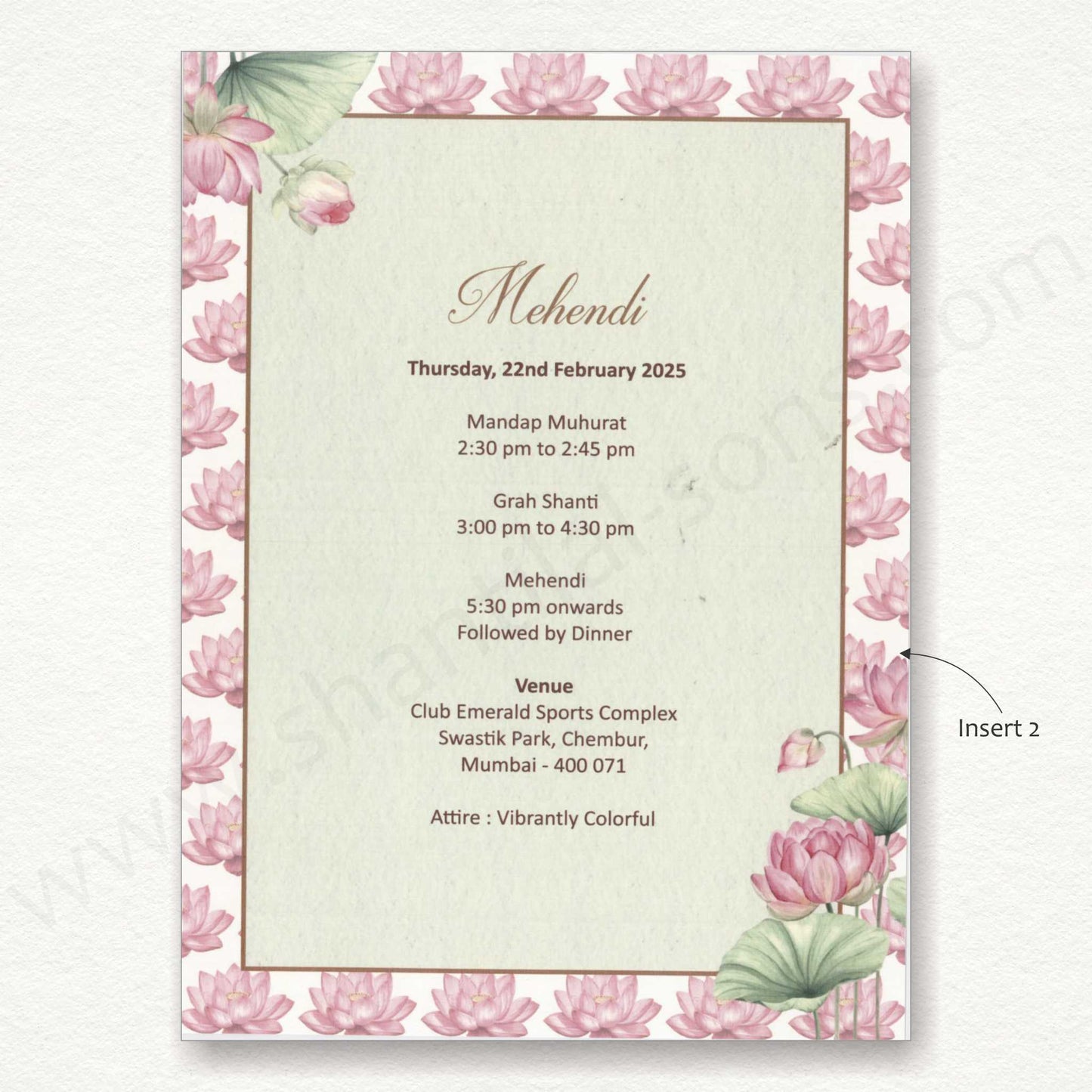 Lotus Floral Wedding Card | SS - 80155