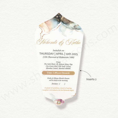 Designer Fan Shape Wedding Card | SS - 80153