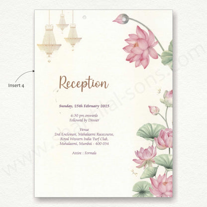 Lotus Floral Wedding Card With Vellum Paper | SS - 80156