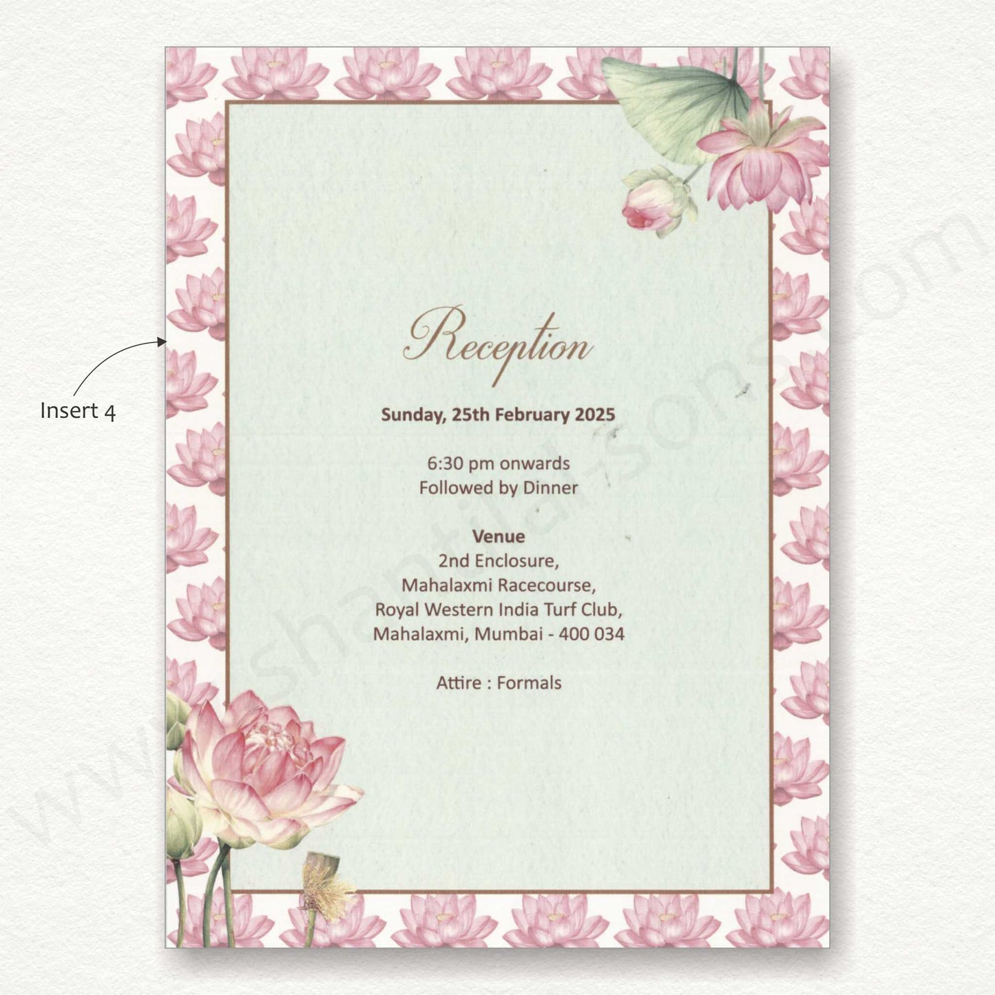 Lotus Floral Wedding Card | SS - 80155