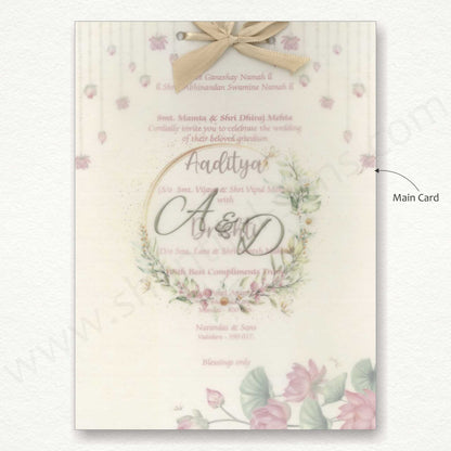 Lotus Floral Wedding Card With Vellum Paper | SS - 80156