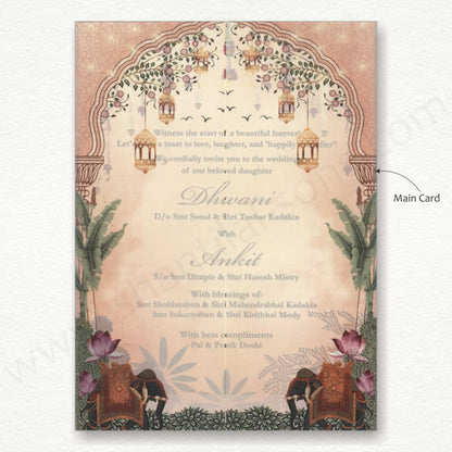 Classic Fusion: Pastel-Colored Traditional Wedding Card | SS - 8013