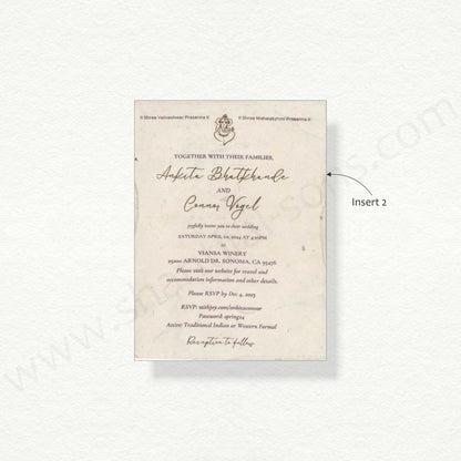 Hand Made Paper Wedding Card with Wax Seal | S - 8026