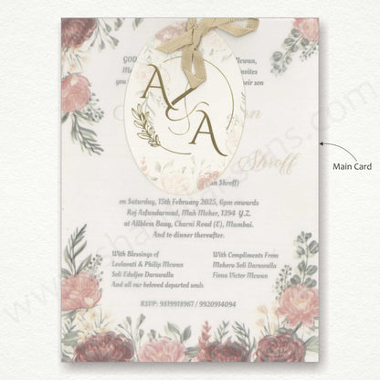 Designer Floral Wedding Card with Tracing Sheet | SS -8139